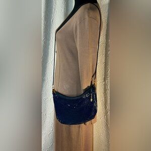 Elegant Navy Mesh Shoulder Bag